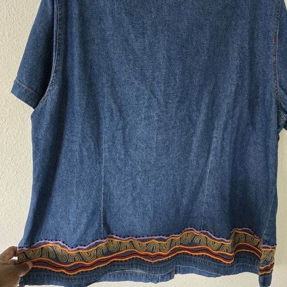 Stone bridge Demin Shirt 1XL Plus Vintage Blue ShortSleeve Chambray Embroidered - Picture 16 of 16